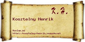 Kosztelny Henrik névjegykártya